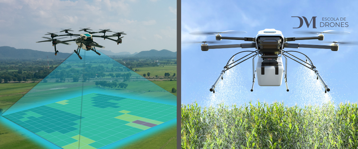 Equipa em campo com drone em operação